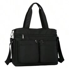 Women's Large Shoulder Bag Fashion Tote Work Travel Sport - màu đen - Xem 4