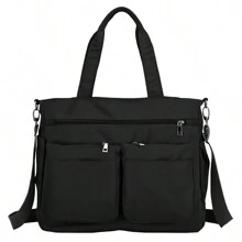 Women's Large Shoulder Bag Fashion Tote Work Travel Sport - màu đen - Xem 2