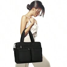 Women's Large Shoulder Bag Fashion Tote Work Travel Sport - màu đen - Xem 3