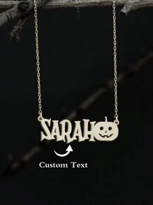 Personalized Pumpkin Custom Name Necklace - Mother's Day Gift - Personalized Name Jewelry -Halloween Gift - Smiling Pumpkin Necklace ﻿