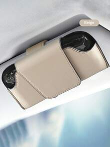 1pc Car Glasses Clip Multi Functional Leather Car Glasses Box Car Glasses Storage Box - one-size - View 10