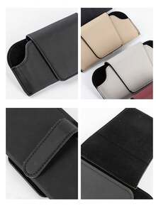 1pc Car Glasses Clip Multi Functional Leather Car Glasses Box Car Glasses Storage Box - one-size - View 4