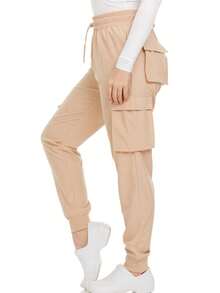 Women's Cargo Scrub Jogger Pants – 4-Way Stretch, Elastic Waist, Multiple Utility Pockets, Wrinkle-Resistant, Workwear For Nurses & Healthcare Professionals - 棕色 - 查看 2