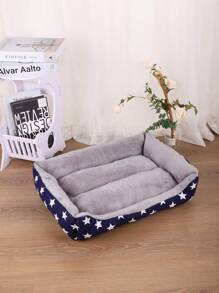 PETSIN 1個四季藍色星紋保暖透氣寵物床,適合小型,中型和大型貓狗 - 藍色 - 查看 4