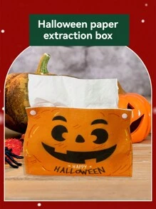 1pc Halloween Themed Cartoon Paper Towels For Decoration Tissue Box Cover For Living Room Bedroom Office Hotel Restaurant Tea Table