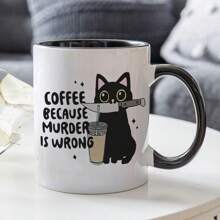 Delícia Reutilizável' - Café Porque Está Errado" - Caneca de Café Cerâmica de 325ml com Design de Gato, Reutilizável e Lavável na Máquina de Lavar Louça, Presente Perfeito para Amigos, Família e Entes Queridos de Volta às Aulas