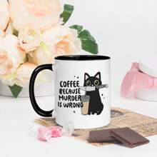 Delícia Reutilizável' - Café Porque Está Errado" - Caneca de Café Cerâmica de 325ml com Design de Gato, Reutilizável e Lavável na Máquina de Lavar Louça, Presente Perfeito para Amigos, Família e Entes Queridos de Volta às Aulas