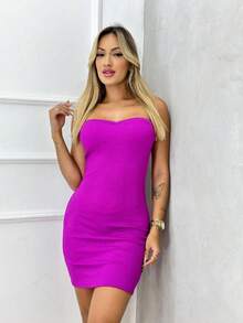 Sweetheart Neckline Sheath Dress Short Summer Women's Beach Sun - 紫色 - 查看 1