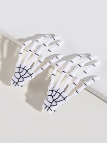 2 件哥特朋克风格骷髅手发夹，万圣节装饰品 - 彩色 - 查看 9