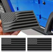 1pc Matte Black American Flag Sticker Decal For Car 3D US American Flag Emblem Decals For Trucks 5" X 3" Cut-Out For Vehicles Window Decor - Multicolor - View 5