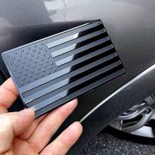 1pc Matte Black American Flag Sticker Decal For Car 3D US American Flag Emblem Decals For Trucks 5" X 3" Cut-Out For Vehicles Window Decor - Multicolor - View 2