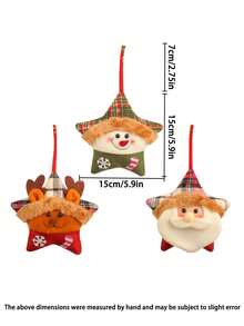 Đồ trang trí Giáng sinh 1 cái Đồ trang trí cây thông Noel hình ông già Noel và tuần lộc, Đồ trang trí ngôi sao năm cánh bằng vải nhung sáng tạo - Nhiều màu - Xem 6