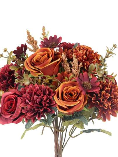 1pc/3pcs Artificial Peony Silk Embroidered Flower, Home Decor Accessory For Autumn, Vase Filler, Wedding Bouquet, Garden Rose Arch, Living Room Decor, New Year Decoration, Planter Decor, Valentine's Day Gift