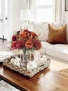 1pc/3pcs Artificial Peony Silk Embroidered Flower, Home Decor Accessory For Autumn, Vase Filler, Wedding Bouquet, Garden Rose Arch, Living Room Decor, New Year Decoration, Planter Decor, Valentine's Day Gift - Burnt Orange - View 6