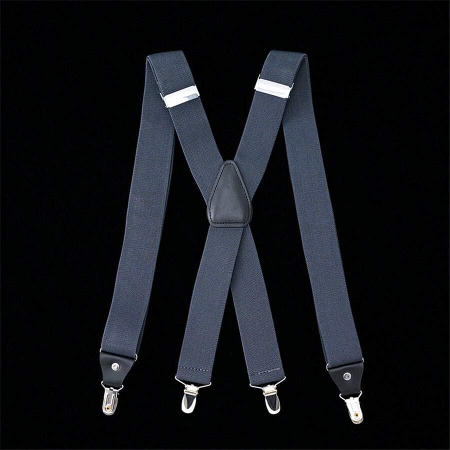Men Suspenders Adjustable Braces With 4 Strong Metal Clips Elastic X