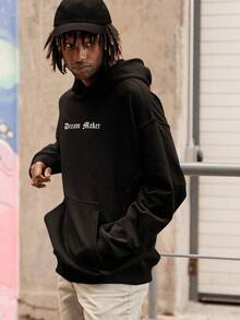 Oversized Print Sweatshirt Dream Maker Fashion Hip Hop Trap Rap CANGURU 2284 - 黑色 - 查看 4
