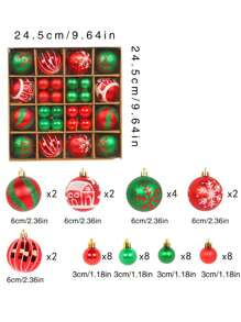 Juego de caja de regalo de bolas de adorno navideño, bolas de Navidad pintadas de forma creativa, decoración colgante para fiestas y árboles de Navidad, decoración de cumpleaños y del hogar, decoraciones navideñas, decoración de habitación de invierno - Multicolor - Ver 11