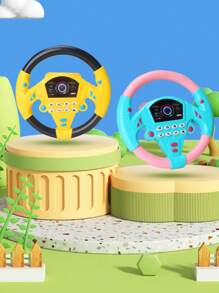 1pc Children/Toddler Steering Wheel Toy, Simulation Driving Co-Pilot Wheel 360° Infinite Rotation, Simple & Easy To Play, Comfortable Grip, Stable Suction Cup, Sound & Light Effects, Montessori Early Education Intelligent Toy, Stroller Accessory, Random Color - Multicolor - View 2