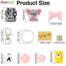 Ausbay 定制包袋名牌 ID 标签，带名称，个性化硅胶串珠名牌，用于背包，硅胶名牌 ID 标签，带名称 - 黑色 - 查看 8