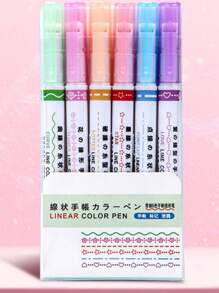 6-Farben Well Blumen Muster Textmarker, süße Umriss Planer Stifte für DIY Scrapbooking