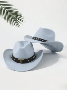 2 件男女通用刺绣牛头装饰波西米亚风牛仔帽，户外休闲沙滩/牛仔/软呢帽，涤纶万圣节 - 多色1 - 查看 24