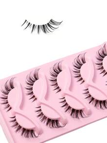 5 pares de nuevas pestañas postizas con estilo chino de tira completa, de tonos frescos y densidad natural, que alargan la apariencia del ojo exterior, ojos de zorro de estilo dibujado - Pestañas Fluffy - Ver 4