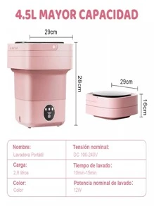 Lavadora Pequeña, Automática, Plegable Y Portátil Para Casa - Tipo de Enchufe A USA (110-127V) - Ver 4