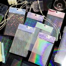 6 Sheets/Pack Colorful Holographic Dream Series Laser Stickers, PET Decorative Stickers Back To School