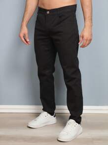 Estone Men's Skinny Jeans With Elastane - Black - View 1