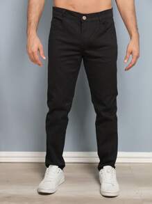 Estone Men's Skinny Jeans With Elastane - Black - View 6
