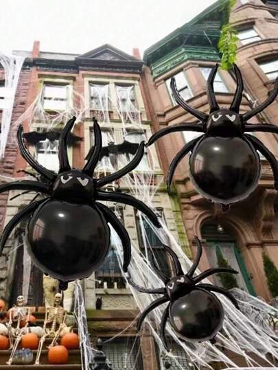 AFYPRTY 1 个-32 英寸万圣节黑蜘蛛气球，万圣节蜘蛛气球装饰黑蜘蛛铝箔气球适合万圣节派对，蜘蛛主题装饰生日派对用品