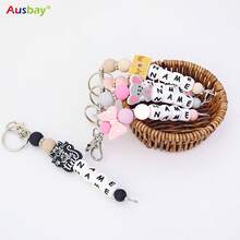 Ausbay 定制包袋名牌 ID 标签，带名称，个性化硅胶串珠名牌，用于背包，硅胶名牌 ID 标签，带名称 - 灰色 - 查看 5