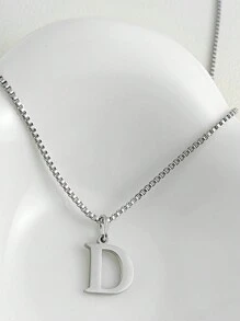 Magic Fish 1pc Classic 26 Alphabet Letter Necklace A-Z Initial Pendant Necklace Stainless Steel Jewelry Gift, Suitable For Daily Wear