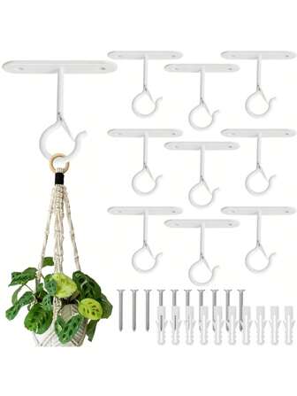 1 个天花板挂钩，用于悬挂植物，带锁壁挂式植物挂钩，用于天花板、喂鸟器花盆篮灯，室内室外