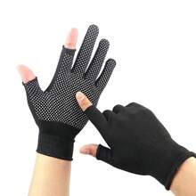1 Pair Anti-Slip Nylon Fingerless Gloves, Sunscreen & Suitable For Daily Exercise, Fitness & Wear, Unisex - Black - View 11