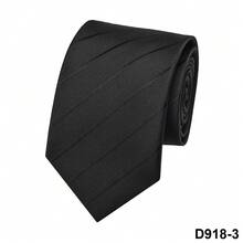 1pc Striped Casual/Business Lightweight Polyester Necktie, Versatile For All Seasons, Hot Selling Promotion - Black - View 9
