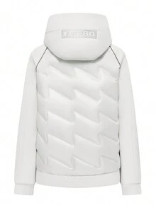 Chaqueta de plumón para mujer de estilo corto nueva para otoño e invierno, acolchado fino, sombrero informal exterior, costura relajada para pareja - Blanco - Ver 2