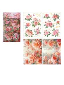 4 张/包烫印复古花卉植物拼贴材料纸用于背景复古垃圾日记本美学贴纸相册剪贴簿 - 彩色 - 查看 18