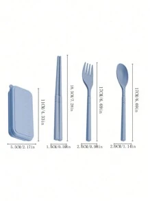 3Pcs/5pcs/Set Portable Travel Utensil Set With Case, Fold Reusable Tableware Includes Cutlery, Coffee Spoon, Salad Fork, Steak Knife, And Storage Box, Reusable Cutlery Old With Case, Portable Utensils Set For Adults, Tableware Camping Cutlery Set, Travel Utensils Set For Kitchens, Dishwasher Friendly, For School, Picnics, Parties, Outdoor Dining, Camping,School Supplies