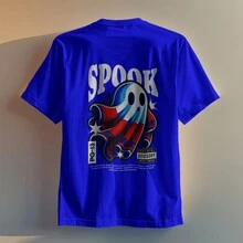 Men's T-Shirt Unisex Shirt Premium Streetwear Super Street Style Printed Boo! (FRONT AND BACK) - Xanh đậm - Xem 1