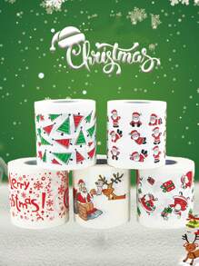 1 Cuộn giấy vệ sinh chủ đề lễ hội Giáng sinh in giấy vệ sinh bột gỗ quà tặng lễ hội cuộn ông già Noel tuần lộc đồ dùng trang trí, nhà bếp, phòng tắm, nhà, đồ dùng gia đình - Nhiều màu - Xem 10