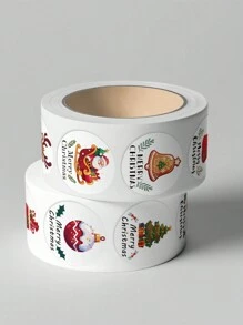 1 rotolo/500 pezzi Adesivi natalizi,Adesivi sigillo natalizi con 10 motivi diversi, decorazione per busta, Adesivi fai da te per regali di Natale e Ognissanti - Multicolore - Visualizzare 2