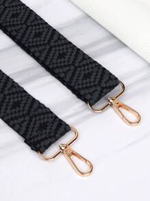 Adjustable Embroidered Strap, Handbag, Wallet, Shoulder Strap, Crossbody Bag, Keychain Pendant - Black - View 4