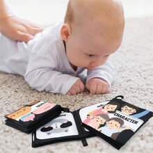 1 本柔软婴儿书，高对比度黑白书，无毒面料触感皱褶布书，适合婴幼儿、女婴和男婴的早期教育刺激玩具 - 彩色 - 查看 8