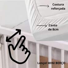 Kit com 3 lençol para mini berço com elástico percal 200 fios - Azul bebê - Visão 2