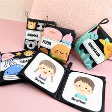 1 本柔软婴儿书，高对比度黑白书，无毒面料触感皱褶布书，适合婴幼儿、女婴和男婴的早期教育刺激玩具 - 彩色 - 查看 10