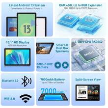 Tableta XGODY de 10.1 pulgadas Android 13 con 12 GB de RAM + 128 GB, cámara dual HD, procesador Octa-Core y batería grande de 7000mAh - Space Gray - Ver 2