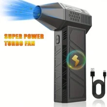 Ventilador turbo portátil de enfriamiento rápido - 130,000 RPM, de mano y ultra potente - Eliminador de polvo y nieve, encendedor de carbón para barbacoa, ideal para aventuras al aire libre - Negro y amarillo - Ver 2