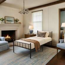 Industrial Style Metal Platform Bed Frame,14 Inch Black Bed Frame,Storage Space Under Bed Frames, Heavy Duty Steel Slat Support, No Box Spring Needed, Easy Assembly - Black - View 3