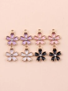 20pcs Fashion 3D Zinc Alloy Oily Drop Diamante Sakura Five Petals Flower Earrings,Necklaces,Keychain,Pendant DIY Jewelry Accessories Valentines